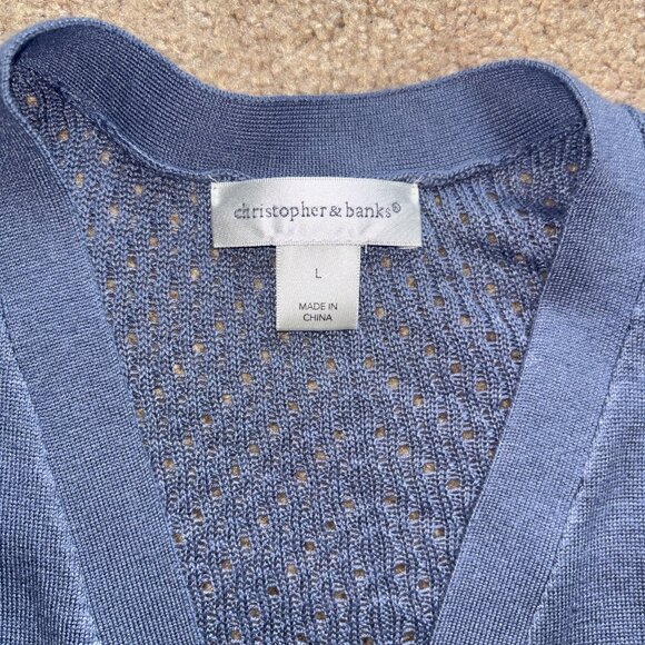 Christopher & Banks Gray-Blue Open Front Lightweight Carigan L - Picture 2 of 8